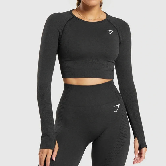 GYMSHARK NWOT Vital Seamless 2.0 Crop Top in Black - Picture 1 of 9